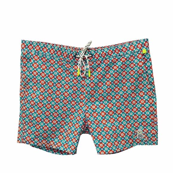 Psycho Bunny Other - Psycho Bunny Men’s Swim Trunks S Coral Blue Floral Print Drawstring Shorts
